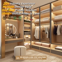 Armoire Modulaire Intelligente à LED pour Dressing, Éclairage à Détecteur de Mouvement, Vitrine en Verre, Conception Personnalisée, Vente en Gros, OEM ODM, Maison Intelligente