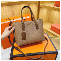 Sac fourre-tout compact AFRX de luxe pour femme, avec logo C imprimé, en PU, fermeture éclair, double poignée, bandoulière, idéal pour les trajets quotidiens