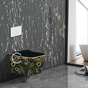 Inodoro de cerámica negro dorado superventas, de una pieza, de lujo, con sistema de ahorro de agua y resistente a olores. - Product Image 4