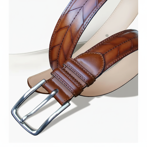 Ceinture décontractée en cuir de vache TRILACE INTERNATIONAL, boucle à cadre, longueur réglable, durable, haute qualité, pour homme, noir et marron, 5 pièces - Product Image 1