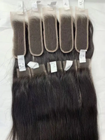 Kim K-extensiones de cabello humano virgen Remy para mujeres negras, accesorio con cierre de encaje transparente, parte media, 2x6