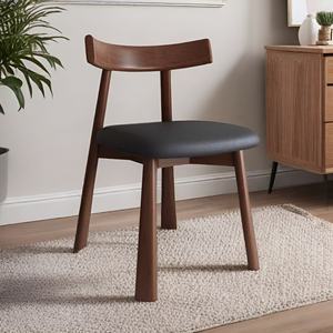 Chaise de salle à manger nordique en bois massif, fauteuil moderne de luxe léger pour hôtel et maison, chaise à dossier noir, tabouret de bar pour salle à manger - Product Image 4