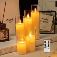 Bougies LED électriques en forme de pilier, couleur ivoire, à piles, pour centre de table, décoration pour mariage, anniversaire, Noël, Pâques, Diwali, fêtes