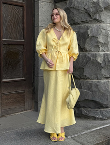 Nouvel ensemble jupe étagée col en V 2026, personnalisable ODM/OEM, avec haut court à volants et jupe longue respirante, ensemble élégant <span class=keywords><strong>2</strong></span> pièces pour femme - Product Image 6