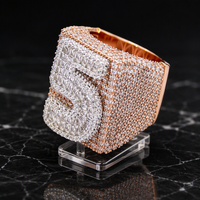 Bague Moissanite en Argent 925, Grand Carré, Baguette Ronde, Sertie de Diamants de Laboratoire, Style Hip Hop pour Hommes, Large et Massif