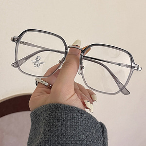 Monture de lunettes Qianai Polygonal Tr90 en métal anti-lumière bleue, unisexe, monture complète rectangulaire, verres anti-UV et anti-lumière bleue - Product Image 2