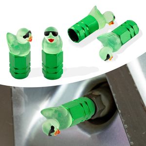 Duck Tire Valve Caps 4-Piece Set Stainless Steel <b>Screw</b>-On With <b>Sunglasses</b> Glow In Dark Wheel Decorations - Product Image 5