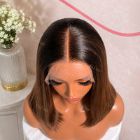 Peluca Bob HD Lace, Cabello Humano Virgen 100%, Color Borgoña, Frontal HD Lace, Cabello Natural Brasileño, Peluca Bob Corta Sin Pegamento