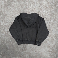 Nouveau design de vêtements de rue lourds personnalisés, délavés et cousus à l'acide, sweats à capuche déchirés Rip double couche, sweats à capuche courts pour hommes