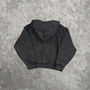 Nuevo diseño personalizado ropa de calle de peso pesado lavado con ácido cortar y coser sudaderas con capucha desgastadas Rip doble capa recortada sudaderas con capucha para hombres - Product Image 3