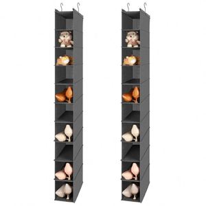 Organisateur de rangement pour chaussures suspendu à 10 compartiments pliables pour vestiaire ou armoire – Optimisez l'espace - Product Image 1
