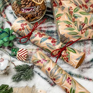 Kraft Christmas Wrapping <b>Paper</b> <b>Roll</b> 17 In X 33 Ft Vintage Watercolor Pattern For Holiday Gift <b>Wrap</b> - Product Image 4