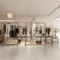 Porte-vêtements de luxe en acier inoxydable doré, pour boutique moderne