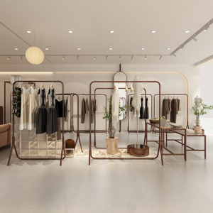 Magasin de vêtements de luxe présentoir <span class=keywords><strong>doré</strong></span> porte-vêtements en acier inoxydable dame Boutique boutique vêtements présentoirs - Product Image 4