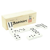 Jeu de dominos Double Six 50mm*25mm*10mm avec blocs drapeau Porto Rico, boîte en acrylique, pour table de billard intérieure, haute qualité, écologique