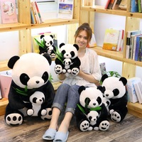 Boneka Panda Raksasa Premium Memegang Bambu, Boneka Ibu dan Anak, Boneka Panda Lembut, Grosir, Logo Kustom, Pabrik