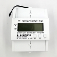 Medidor de Energía Inteligente Monofásico de 2 Cables, 90-300V, 5(60)A, Precisión 1.0, 50/60Hz, WiFi, RS485, Riel DIN, Control por Aplicación Tuya, Durable