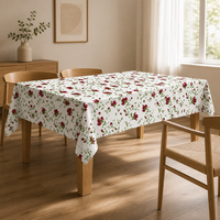 Nappe rectangulaire jetable imperméable en PEVA, imprimé floral blanc et magenta, personnalisable, écologique, 90 x 132 pouces, pour Noël