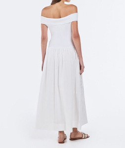 Vestido largo bordado de punto con hombros descubiertos para mujer, vestido largo vintage elegante bordado con ojales, Vestido largo de gran tamaño - Product Image 3