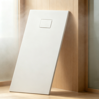 Receveur de douche rectangulaire moderne antidérapant en céramique composite pour hôtel, panneau de base de douche pour salle de bain avec accès direct