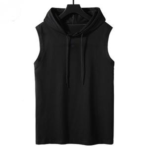 Customize <b>Summer</b> Basketball Training Sweatshirt Sleeveless Workout <b>Hoodie</b> Embroidered Design Stonewashed Technique Cut Feature - Product Image 1