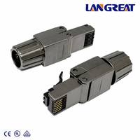 Cat8 STP Shielded RJ45 Toolless Field Termination Plug 40Gbps 2000MHz Paduan Seng Die Cast 50u Emas T568A T568B OEM