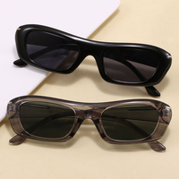 Lunettes de soleil rectangulaires fines style années 90, de luxe, de marque de créateur, tendance œil de chat, avec protection UV400