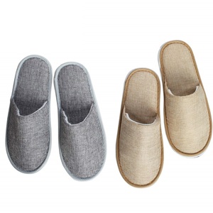 Custom bedroom close toe linen <span class=keywords><strong>hotel</strong></span> slippers men bedroom slippers - Product Image 1