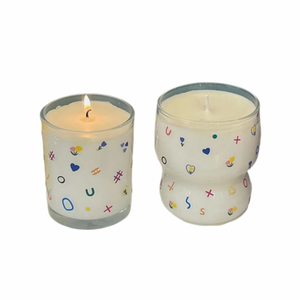 Tasse en verre peinte à la main thé vert bougie d'aromathérapie en cire de soja blanche parfumée pour cadeau - Product Image 6