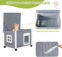 Houten dierenhuis van hoge kwaliteit voor buiten, weerbestendige winterverblijfplaats voor honden en katten, verhoogd ontwerp met raam