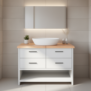 Bathroom Vanity 47.2 In X 15.7 In Solid Wood With Drawers Modern Minimalist Floor Standing Design - Product Image 2