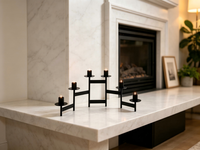 Candélabre pliable en métal à 6 bras, porte-bougie conique noir, petit volume d'emballage, décoration de centre de table pour mariage, fête à domicile
