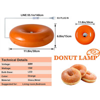 Nouvelle Lampe Donut Orange Décoration Maison Chambre Vintage en Verre Ronde Lampe de Table Tactile Lampe de Chevet LED Orange