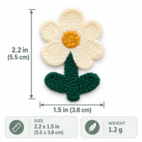 Applique fleur marguerite en crochet crème, patch tricoté à la main pour vêtements, sacs, chapeaux, artisanat DIY, couture, décoration, accessoire floral mignon 2,2 po