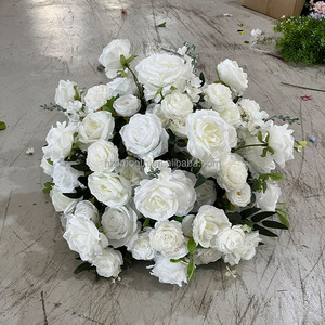 Centro de Mesa Floral para Decoración de Bodas al por Mayor, Bola de Flores de Seda Artificial Blanca y Verde - Product Image 1