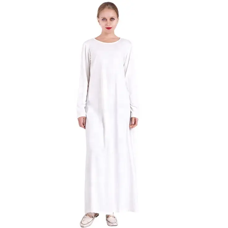 Grundlegende Langarm Plain Middle East Arabisch Islamisch Muslim Innere Baumwolle Kleidung Frauen Lady Modest Abaya unter Bottom Dress