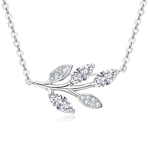 925 Sterling Zilver Rhodium Plated Gra Certificaat 0.3ct D Kleur Marquise Cut Moissanite Blad Kruis Ketting Ketting Vrouwen - Product Image 1