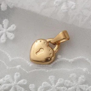 Dainty Gold Stainless Steel Heart Locket Pendant Custom Engraved Key Heart Shape Locket Necklace Charm