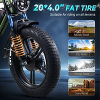 Sepeda gunung elektrik suspensi penuh 48V, sepeda lemak 20x4.0 inci 2000W 2600W motor ganda elektrik
