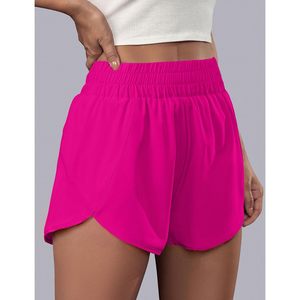 FOXA Pantalones cortos para correr para mujer, cintura alta, con bolsillos, pantalones cortos deportivos de secado rápido, rosa brillante M - Product Image 2