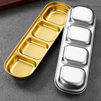 Yolecen 304 plat de trempage à plusieurs compartiments en acier inoxydable pour barbecue coréen pique-nique en plein air et assaisonnement à la sauce soja pour restaurants