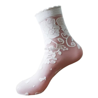Chaussettes de cheville transparentes en nylon fin antidérapantes à usage quotidien pour femmes sexy avec motif de broderie florale personnalisé