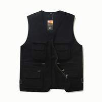 Gilet cargo 100% coton multi-poches pour hommes pour l'escalade, le tir, la photographie, l'accrochage, le pêcheur, le journaliste, gilet de pêche