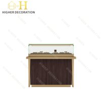 Vitrine de présentation de bijoux en verre étanche avec support métallique pour magasin, meuble de présentation de bijoux