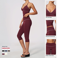 Vêtements de sport pour femmes en marque privée, écologiques, avec blocs de couleur, tenue de yoga et de pilates en 2 pièces, doux comme du beurre, personnalisables
