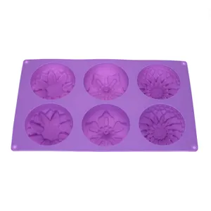 6 kavite çiçek şekilli silikon DIY el yapımı sabun mum kek kalıp silikon altı delikli çiçek şeklinde kek kalıbı fırın tepsisi