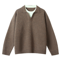Pull en jersey de luxe pour homme 2026, col en V, tricoté uni, logo personnalisé, col plié 5GG, 94,8 % laine, 5,2 % cachemire
