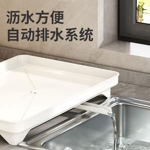 ชั้นวางจานในครัวทันสมัยพร้อมถาดขนาดใหญ่ แห้งเร็วอเนกประสงค์ ชั้นวางของบนเคาน์เตอร์อ่างล้างจาน ดีไซน์ทรงสี่เหลี่ยม - Product Image 4