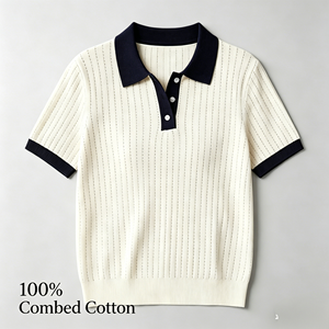 Maglia Estiva da Donna, Top Casual a Maniche Corte in Cotone Pettinato, Pullover Femminile Personalizzato Lavorato a Maglia - Product Image 2