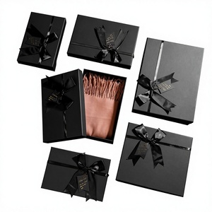 Scatola Regalo Rettangolare in Carta Kraft Semplice Nera Grande per San Valentino Laurea Conservazione Vendita di Fabbrica - Product Image 1